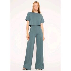Elegant Teal Wide Leg Jumpsuit
